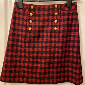 Brooks Brothers Red Fleece Wool Blend Check Skirt